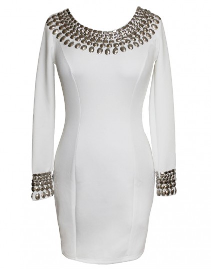 Rochie Alba cu Aplicatii  LC22591